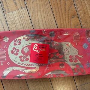 Year of the Snake 2025 3-Red & Gold Party Platters BRAND NEW IN PACKAGING!